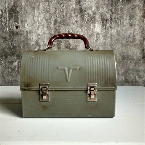 vintage green metal green industrial worker lunch box|Vintage Green Metal Box .